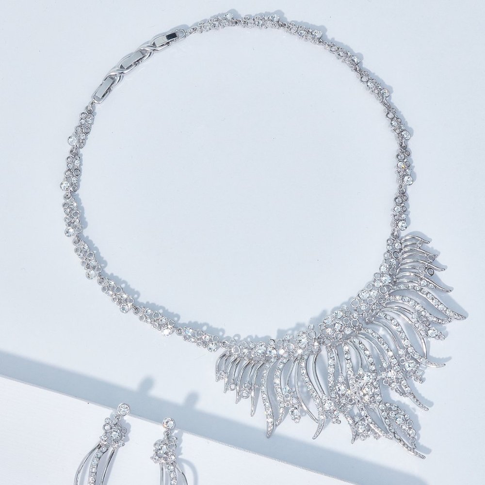 Swarovski Crystal Statement Necklace Earrings Set - image 6